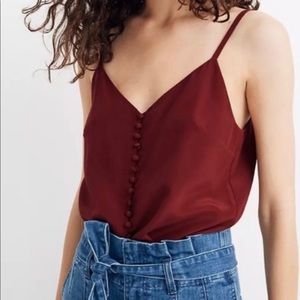 Madewell Silk Burgundy Crop Tank Size 0